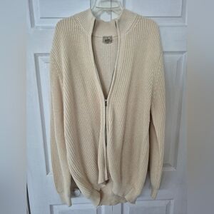 Lands End Mens XXL Tall 100% Cotton Zip Fronr Cardigan NWOT